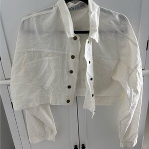 White Cropped Denim Jacket